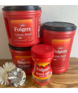 Lot of 4 Empty Folgers Plastic Coffee Cans 8, 25 and 43.5 oz Storage Con... - $8.81