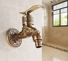 Dragon Design Brass Single Cold Water Tap Faucet Sink Basin Tap Wall Mou... - £43.32 GBP