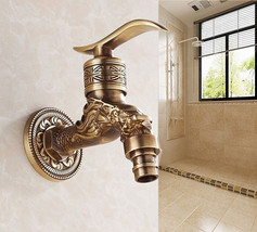 Dragon Design Brass Single Cold Water Tap Faucet Sink Basin Tap Wall Mou... - £43.15 GBP