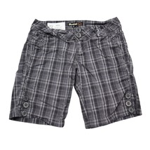 Rewind Shorts Womens 5 Black Plaid Mid Rise 4 Pocket Flat Front Bermuda - $280.55 MXN