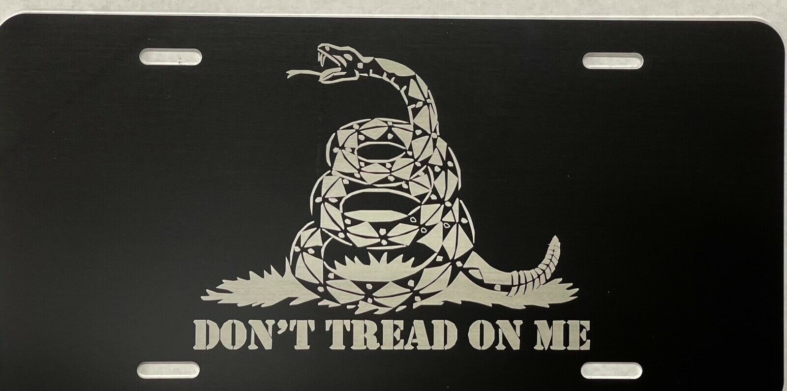 NEW Don't Tread On Me Laser Engraved License Plate Car Tag Gift Flat Black