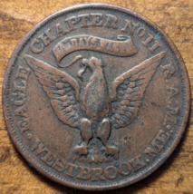 Westbrook, Maine ME Eagle Chapter No 11 One Penny Masonic Pictorial Token - €25,87 EUR