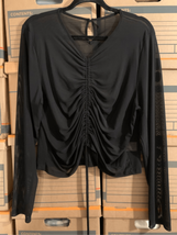 Black Sheer Keyhole Cropped Blouse Top-Shein Gathered Back Night Club 3XL - $12.38