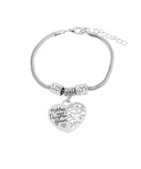 7.5&quot; Silver &quot;Mother &amp; Daughter Forever&quot; Bracelet Embossed Openwork Heart... - £9.41 GBP