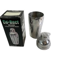 Cocktail Shaker Stainless Steel 3 pc Set 24oz Vintage Co-Rect Brand NIB - £18.68 GBP