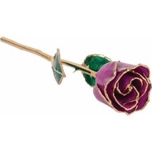 24k Gold Dipped Amethyst Colored Lacquer Real Rose Valentine&#39;s Day Holiday Gift - £76.66 GBP