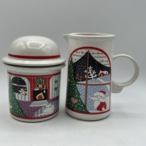 Vtg Noritake Epoch Twas the Night Before Christmas Sugar Bowl Creamer Set Cat - $21.49