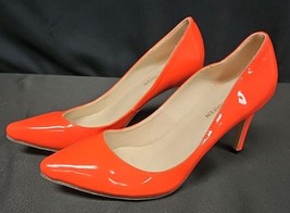 Loslandifen Neon Orange Patent Leather Pointed Toe Stiletto Heels Size 3... - $19.95