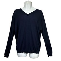 Ermenegildo Zegna Mens Blue Wool Cashmere V Neck Long Sleeve  Pullover Sweater - £50.63 GBP