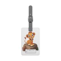 Luggage Tag  for Kids Cute Lion Sitting on a Rock | Rectangle Saffiano P... - $19.99