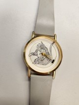 Vintage Cat Watch Rotating Mouse Meow Brand Gold-Tone Face Gray Band UNTESTED - £7.42 GBP