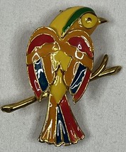 Birds of Paradise Colorful Parrot Brooch Gold Tone - $14.03