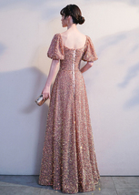 BLUSH PINK Sequin Midi Dress Women Plus Size Wedding Party Sequin Dress image 7