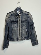 BDG Denim Jacket Womens M Blue Toni Fitted Zip Moto Racer Coat Y2K Cropp... - $32.66