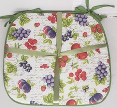 Set of 2 Same Printed Cushion Chair Pads (approx. 14&quot;x15&quot;) COLORFUL FRUI... - £13.99 GBP