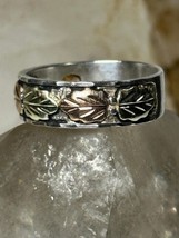 Black Hills Gold ring size 10.75 rose leaves wedding sterling silver band women  - £132.94 GBP