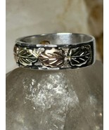 Black Hills Gold ring size 10.75 rose leaves wedding sterling silver ban... - $227.47 CAD