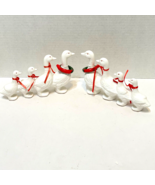 Vintage Dept 56 Christmas Geese 4 in a Row White Porcelain 7 x 4&quot; Retire... - £20.72 GBP
