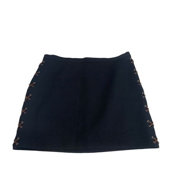 Michael Michael Kors Black Lace-Up Side Mini Skirt Size 10 - $23.13