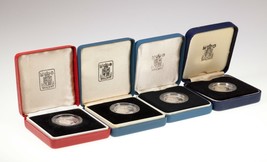 Pièces De 1£ En Argent Proof Ou Piedfort De Grande-Bretagne 1984-1987 Lot De 4 - $176.71