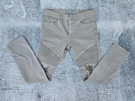 Bullhead Men Jeans Stacked Skinny Knee Ripped Tan Denim Size 30 - £22.82 GBP