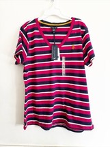 u.s. polo assn. womens XL short sleeve multicolor v-neck striped t-shirt NWT - £8.59 GBP