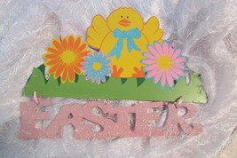 EASTER CHICK wood PLAQUE 10 x 8&quot; with ribbon for hanging (Easter bx) - £3.15 GBP