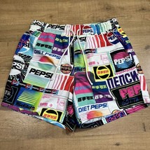 Forever 21 Pepsi Swim Shorts Trunks Mens Size Medium Bright Neon Colors AOP - £19.15 GBP