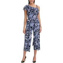 MSRP $134 Tommy Hilfiger Womens One Shoulder Paisley Jumpsuit Blue Size 12 - £25.26 GBP