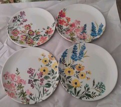 4 pc FARMHOUSE Rachel Ashwell Melamine 8&quot; Luncheon Plates Spring Floral NEW - £21.78 GBP