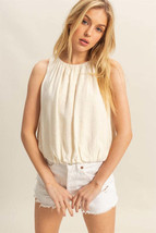 soldBubble Hem Round Neck Sleeveless Blouse - $33.00