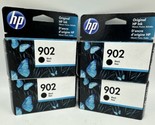 Lot of 4: HP 902 (T6L98AN140) Black Ink Cartridge OfficeJet 6975 6968 EX... - $34.88