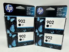 Lot of 4: HP 902 (T6L98AN140) Black Ink Cartridge OfficeJet 6975 6968 EX... - $34.88