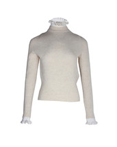 Sandro Miles Ruffled Collar &amp; Cuffs Sweater In Wool Women Cream S - $156.75