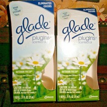2 Glade Scented Oil Plugins Refills Outdoor Fresh Eliminates Odors - £10.57 GBP