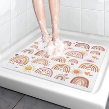 Shower Mat Non-Slip, 24X 24 Inch, Soft Comfort Massag Bathtub Mat With Drain, Pv - £13.53 GBP