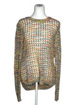 Mystree Women&#39;s Size L Pullover Sweater Crochet Style Glitter Fiber Oran... - £17.92 GBP
