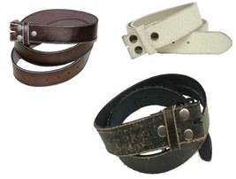 #57 Black Vintage Or Distressed Stitched Unisex Leather Belts W/SNAPS - £14.94 GBP+
