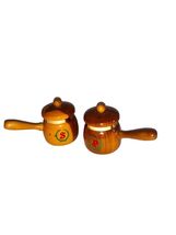 Vintage Pair Great Smoky Mountains TN Wood Pot Salt &amp; Pepper Shakers - $7.30