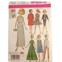 Simplicity 1242 11.5&quot; Vintage Doll Clothes for 11.5&quot; Fashion Dress Top Coat UC - £3.51 GBP