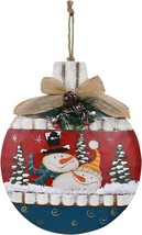 Rustic Christmas Sign Snowman Decor Wreath Hanging with Bow Berries Pine Cone, R - £13.41 GBP