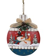 Rustic Christmas Sign Snowman Decor Wreath Hanging with Bow Berries Pine... - £13.15 GBP