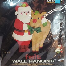 Titan Needlecraft Kit 15&quot; x 19&quot; Santa Reindeer Felt Door Wall Hanging Complete - £11.63 GBP