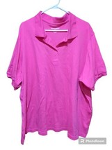 Woman Within Polo Shirt 3X Pink Fuchsia Short Sleeve 100% Cotton Pullove... - £11.15 GBP