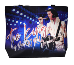 Elvis Presley tote bag purse handbag 17.8”  x 14” blue King of rock &amp; roll - $465.28 MXN