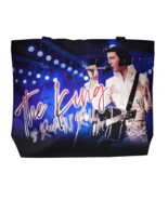 Elvis Presley tote bag purse handbag 17.8”  x 14” blue King of rock &amp; roll - $465.28 MXN