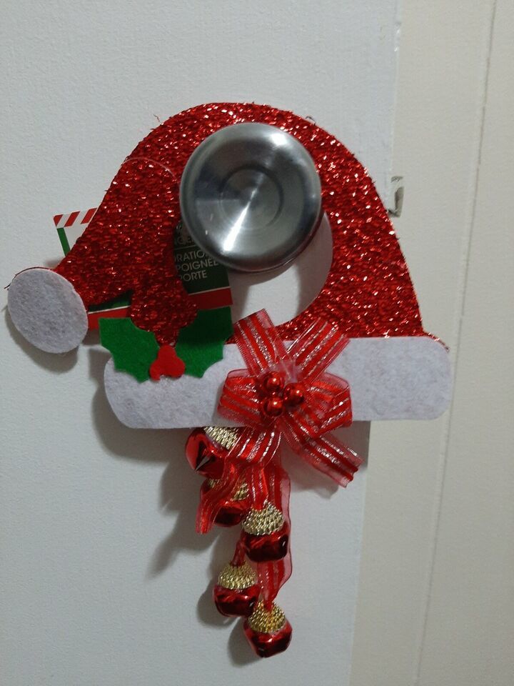 Christmas Jingle Bell Door Hangers 12&quot; Long, Santa Hat Red - $6.69