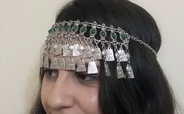 Anahit Chrysolite Forehead Crowns Silver Plated Drop, Goddess Forehead - $58.00