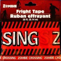 Funny ZOMBIE CROSSING Fright Caution Warning Tape Halloween Prop Decorat... - $2.45