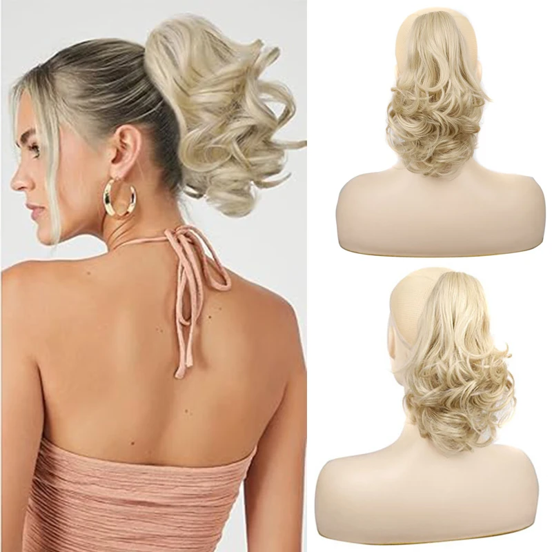 10 Inch Curly Ponytail Hair for Women Short Wave Fake Tail Hairpiece Ext... - £15.46 GBP